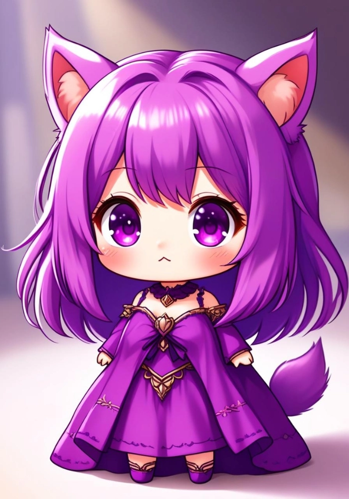 hình ảnh nữ chibi màu tím xinh đẹp