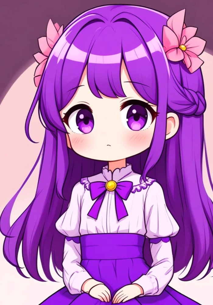 hình nền chibi nữ dễ thương màu tím