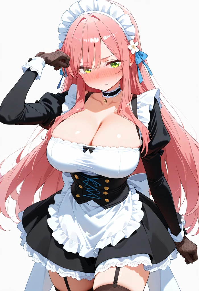Hình Hanazono Hahari cosplay maid gợi cảm