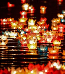 Hình ảnh thả đèn hoa đăng lung linh