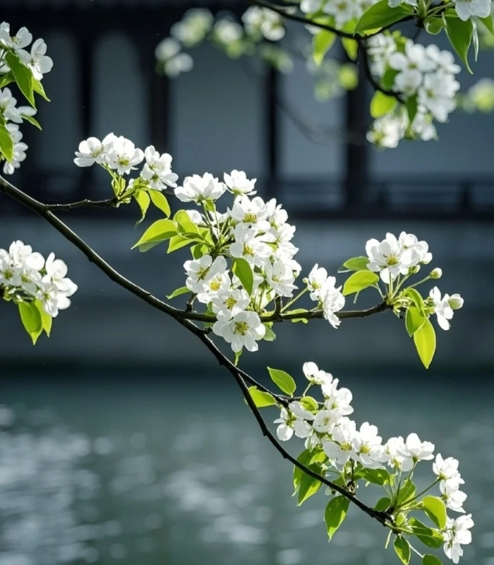 hình ảnh hoa lê nở rộ