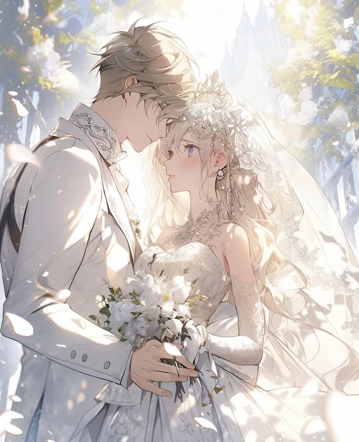ảnh anime cô dâu chú rể fantasy