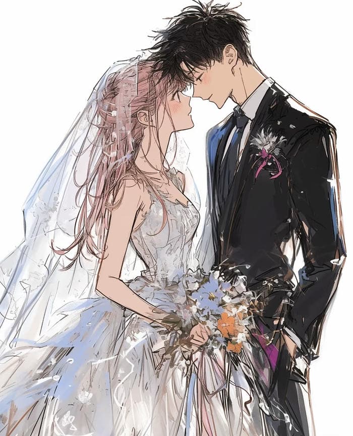 ảnh anime cô dâu chú rể phong cách anime