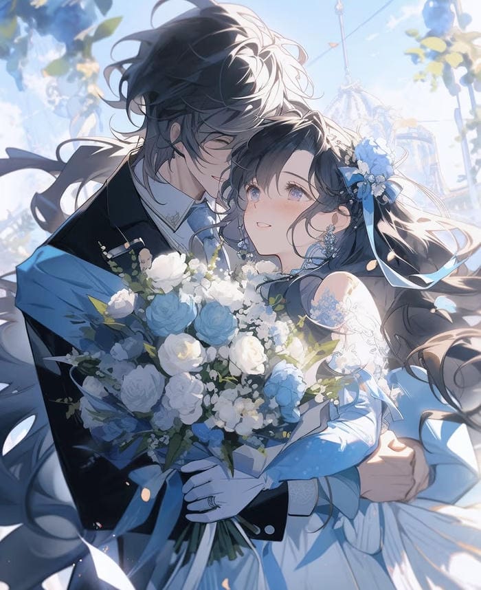 hình anime couple cưới
