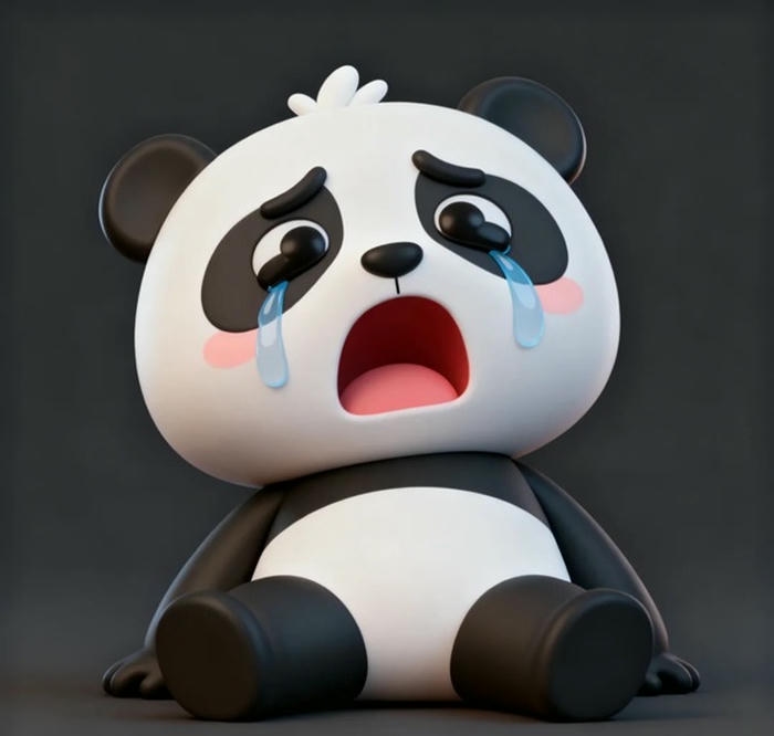 Hình ảnh chế meme gấu trúc khóc nhìn đáng yêu