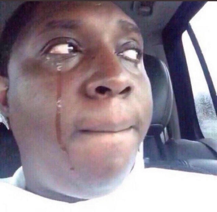 Hình meme anh da đen khóc gương mặt đau lòng