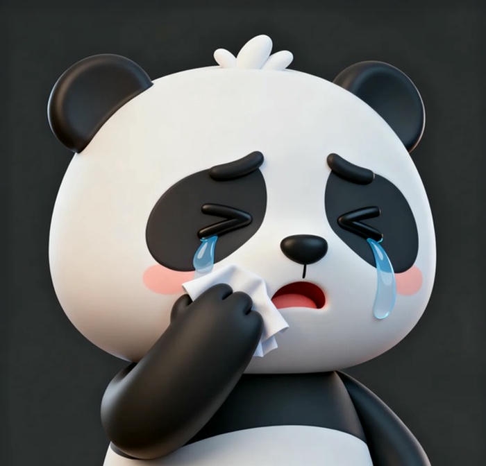 Meme gấu trúc khóc nhìn là thấy thương