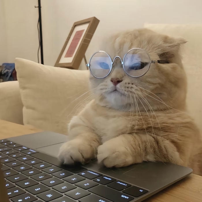 ảnh avatar mèo vô tri làm việc