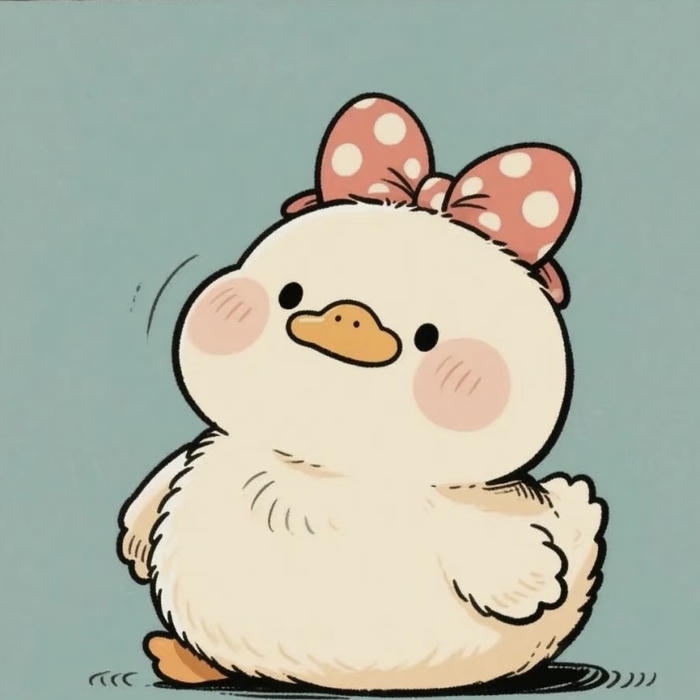 ảnh avatar vịt cute đeo nơ chấm bi