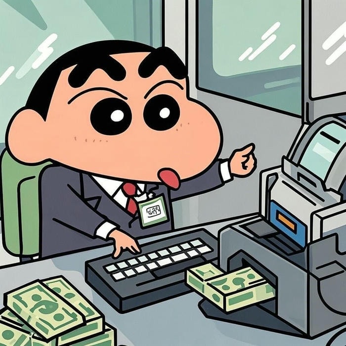 ảnh đại diện shin cậu bé bút chì làm việc