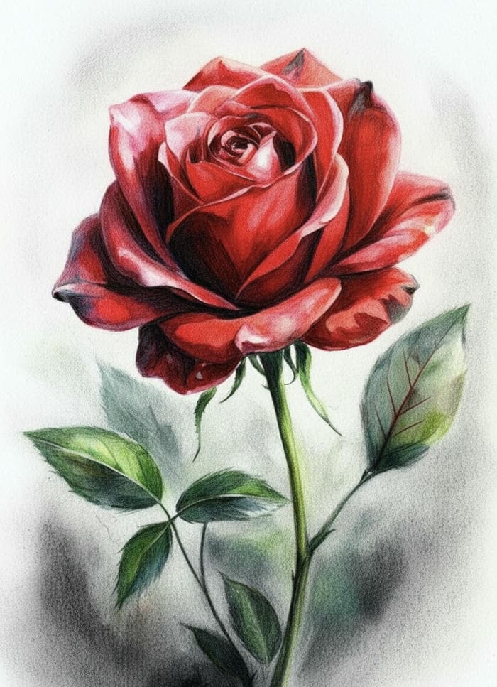 ảnh tranh vẽ hoa hồng đơn giản mà đẹp