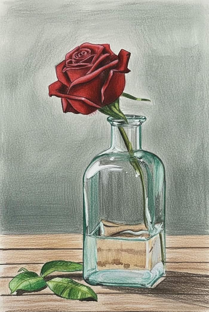 ảnh tranh vẽ hoa hồng đơn giản tinh tế