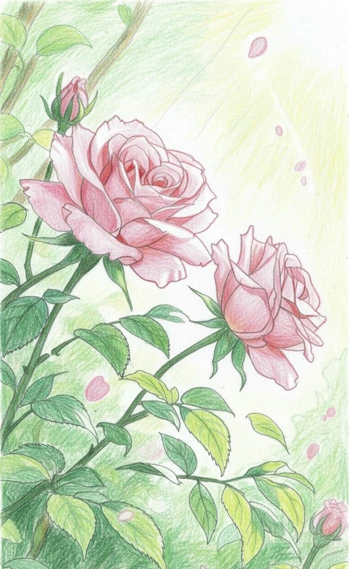 ảnh tranh vẽ hoa hồng đơn giản