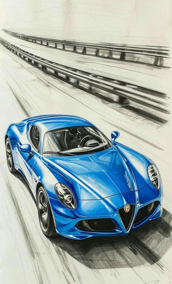 ảnh vẽ tranh ô tô phong cách hiện đại