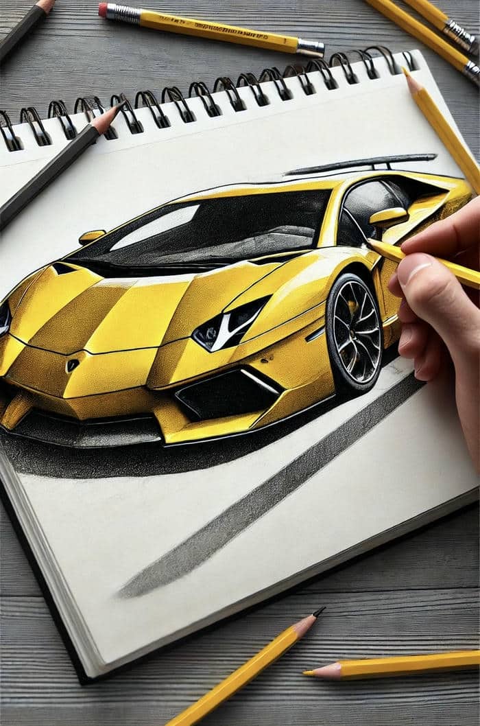 ảnh vẽ tranh ô tô siêu xe ngầu lòi