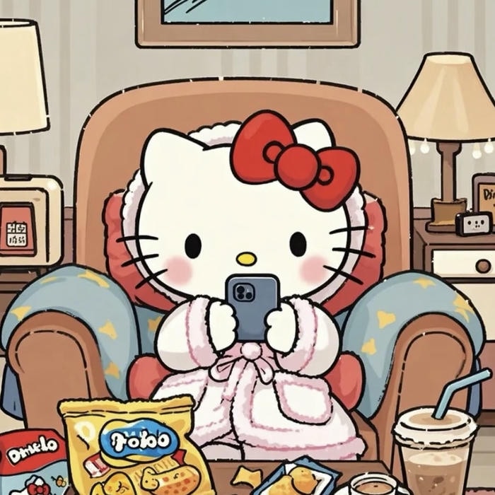 avatar hello kitty nơ đỏ chơ điện thoại
