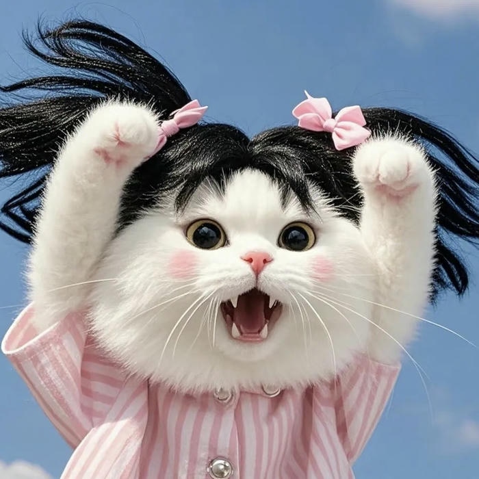 avatar mèo vô tri đội tóc 2 bên