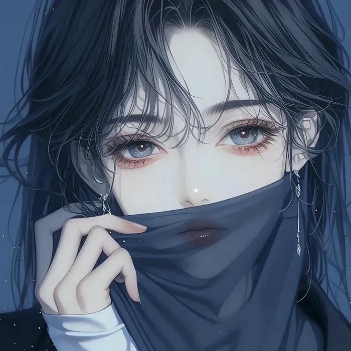 avatar nữ che mặt trong không gian tối giản