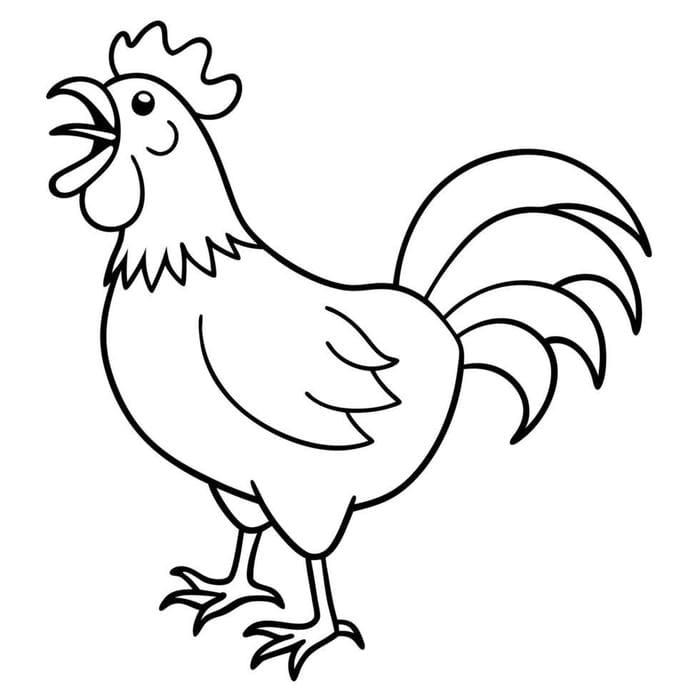 bản gà trống trắng đen cho trẻ màu