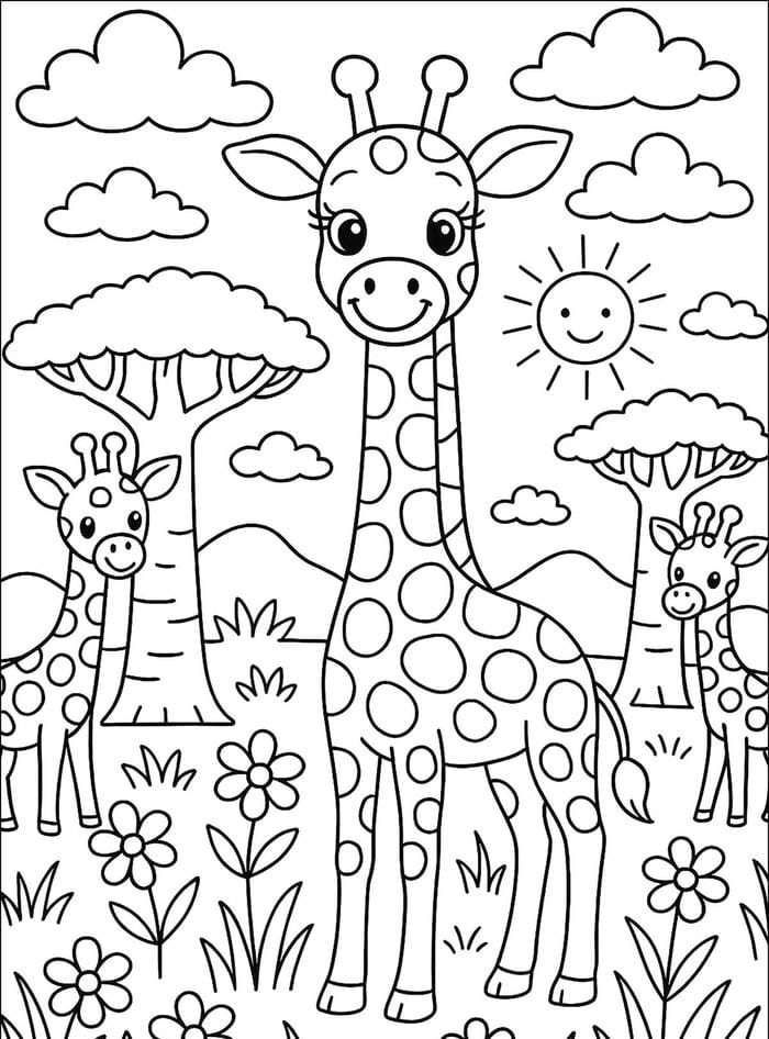 bản hươu cao cổ nét to phù hợp bé