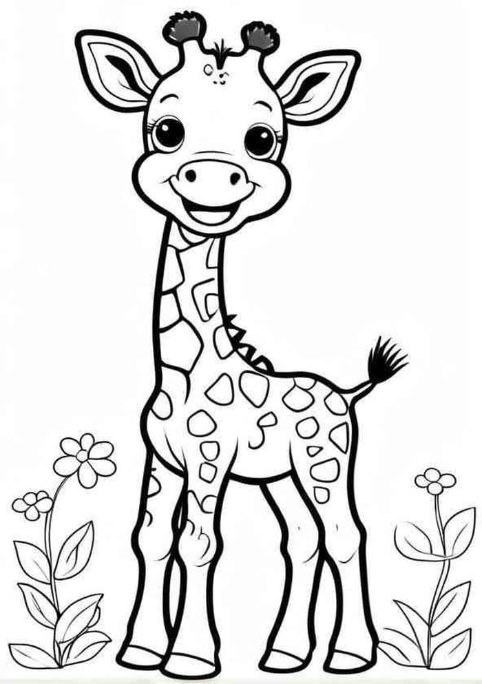 bản hươu cao cổ trắng đen để trẻ tập tô