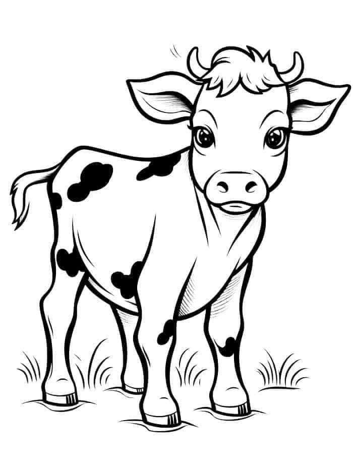 bản phác thảo bò để trẻ tô