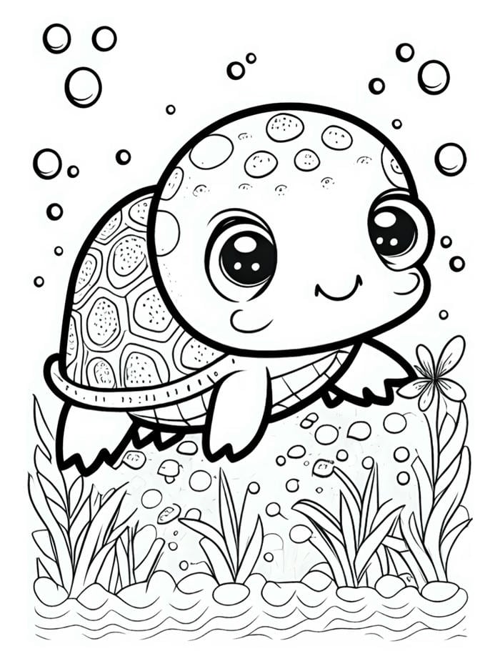 bản rùa nét đậm cho bé tập tô