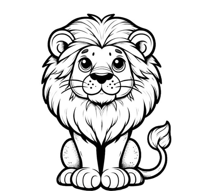 bản sư tử trắng đen cho trẻ tô màu