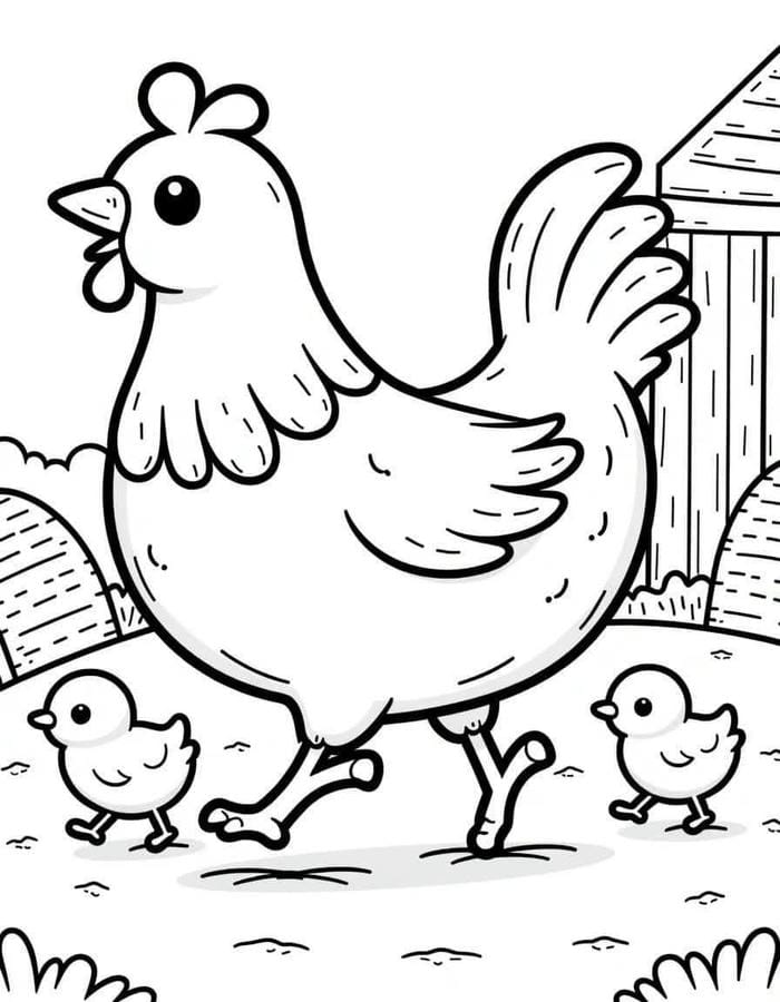 bản tranh gà mái cơ bản cho bé