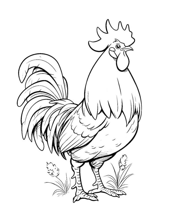 bản tranh gà trống cơ bản cho bé