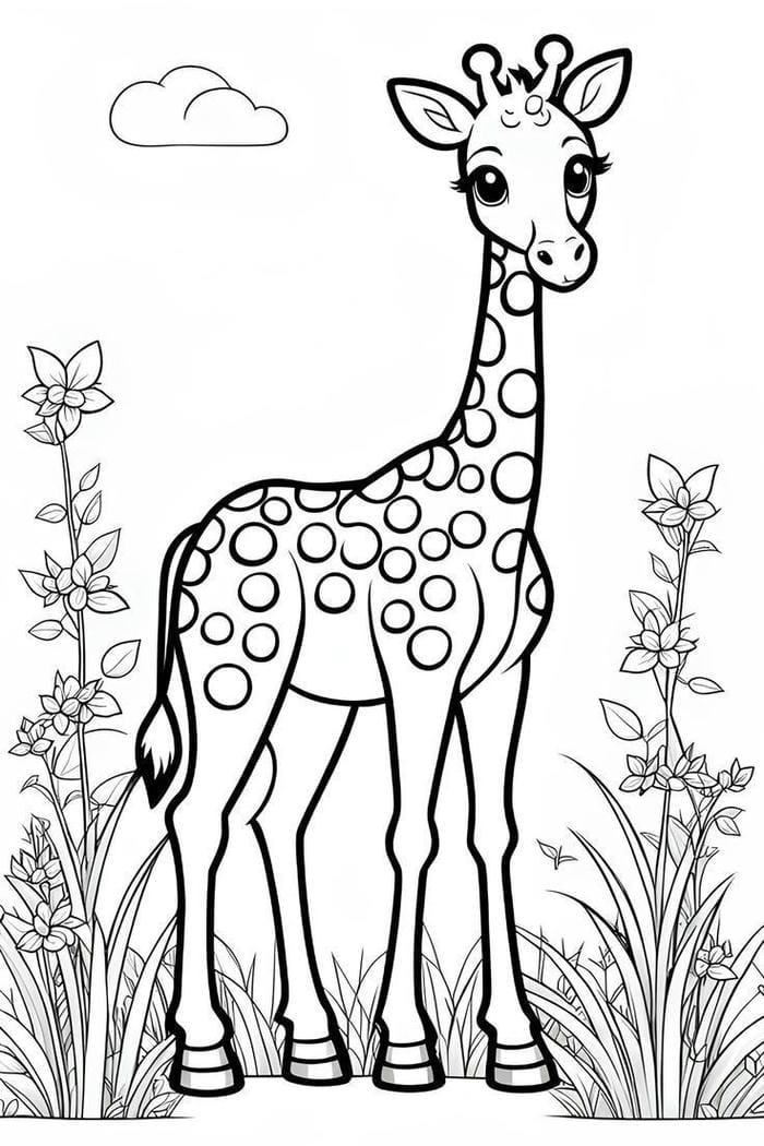 bản tranh hươu cao cổ phù hợp trẻ nhỏ