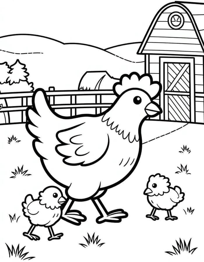 bản vẽ gà mái phù hợp mẫu giáo