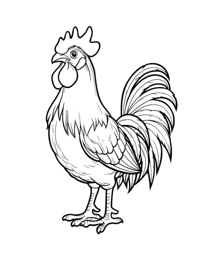 bản vẽ gà trống hoạt hình cho bé tô