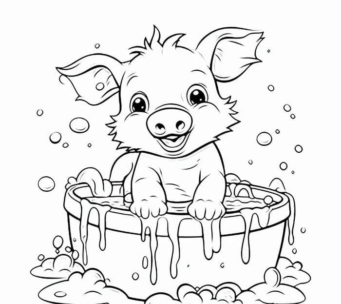 bản vẽ heo đen trắng thiếu nhi