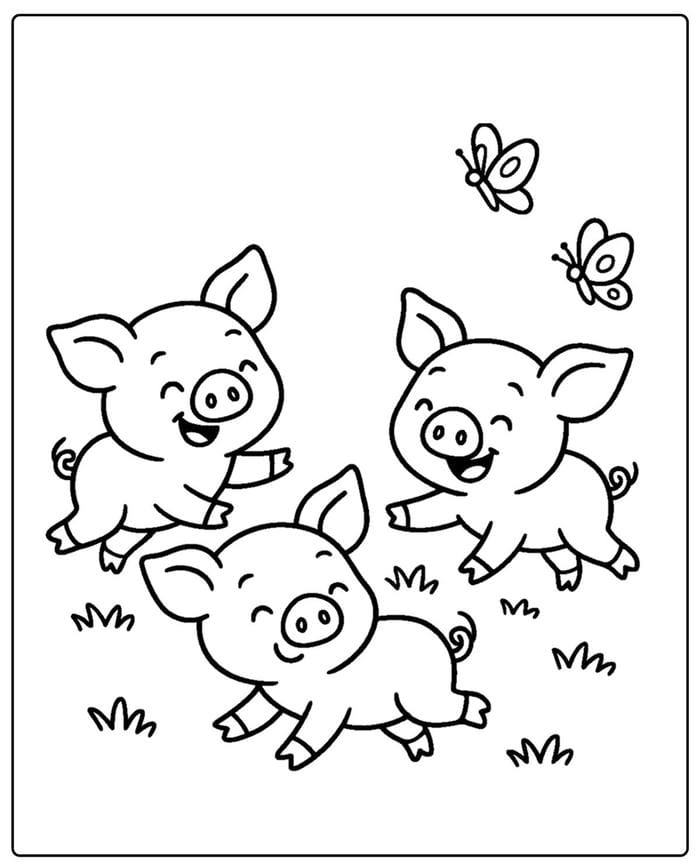 bản vẽ heo hoạt hình cho bé tô