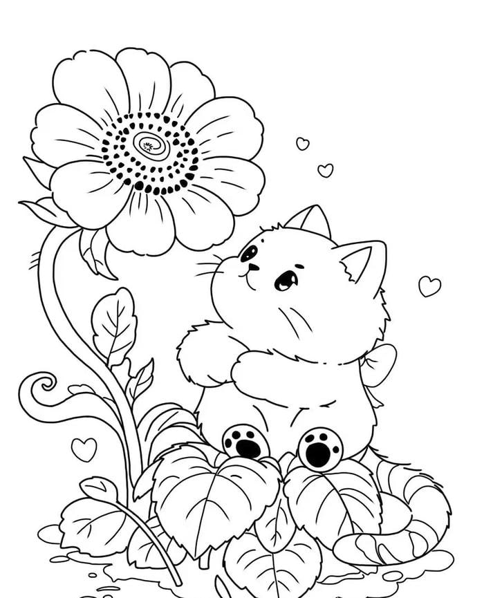 bản vẽ mèo đen trắng thiếu nhi