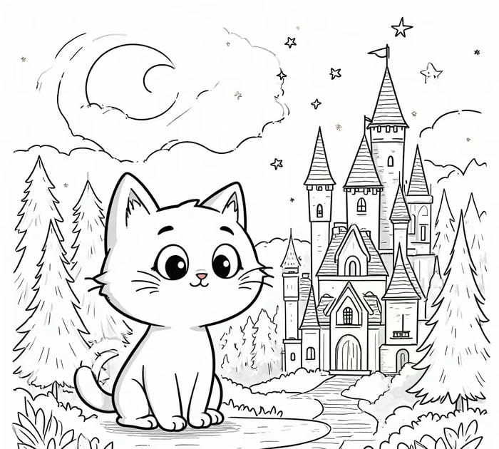 bản vẽ mèo nét đậm dễ tô