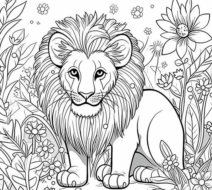 bản vẽ sư tử hoạt hình để trẻ tô