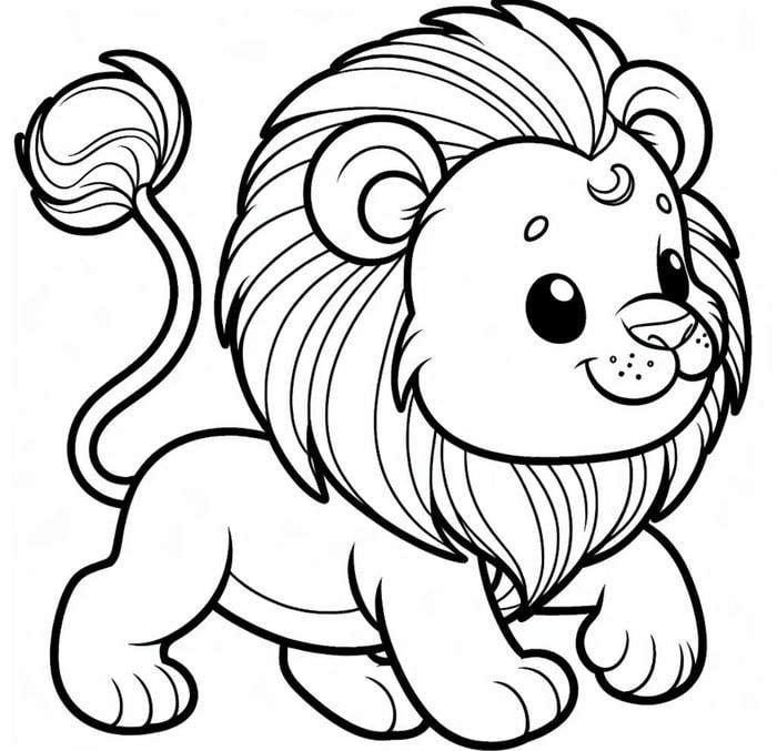 bản vẽ sư tử nét đậm dễ tô