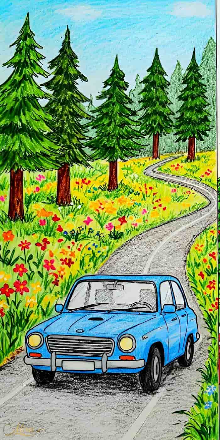 bé vẽ tranh ô tô đơn giản nổi bật