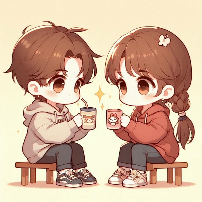 cặp đôi chibi biểu cảm cute