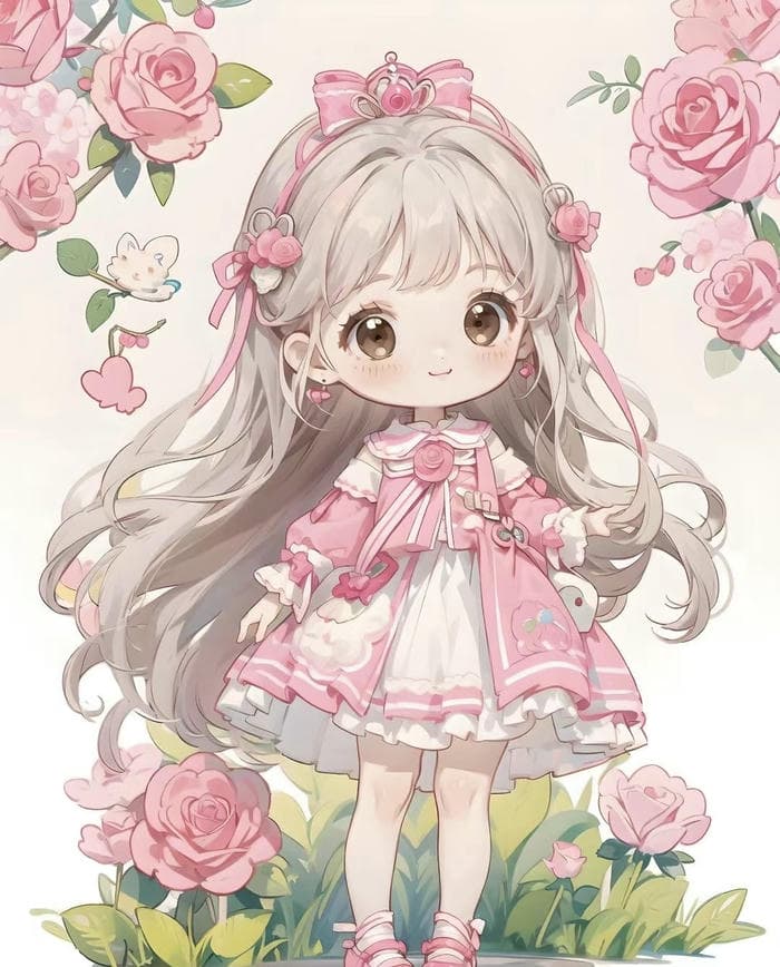 chibi nữ cute tóc dài