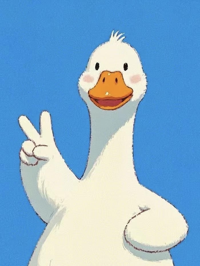 hình ảnh avatar vịt cute tạo dáng tay giơ chào vui vẻ