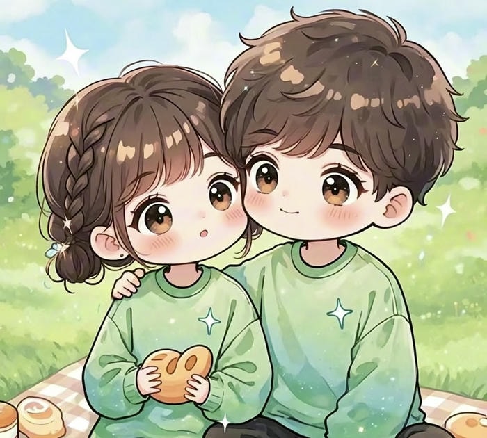 hình ảnh cặp đôi chibi đi chơi