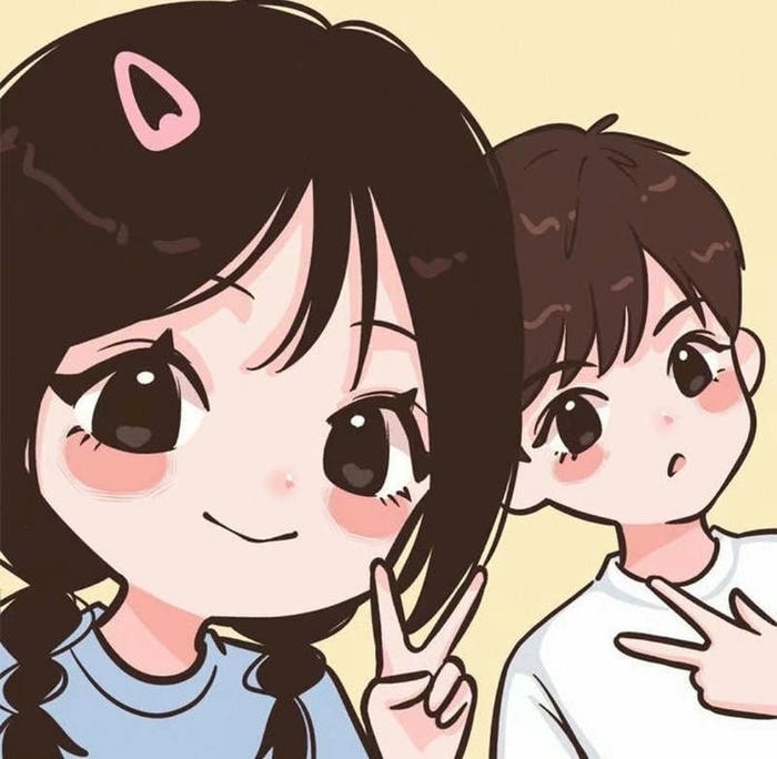 hình ảnh cặp đôi chibi đơn giản