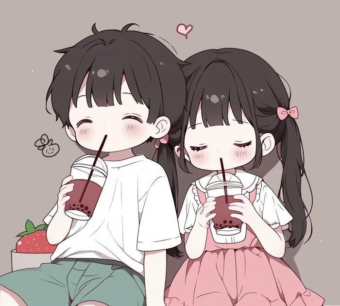 hình ảnh chibi couple tình tứ