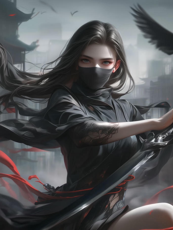 hình avatar nữ che mặt tóc dài bay nhẹ