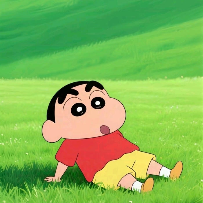 hình avatar shin cậu bé bút chì trên bãi cỏ