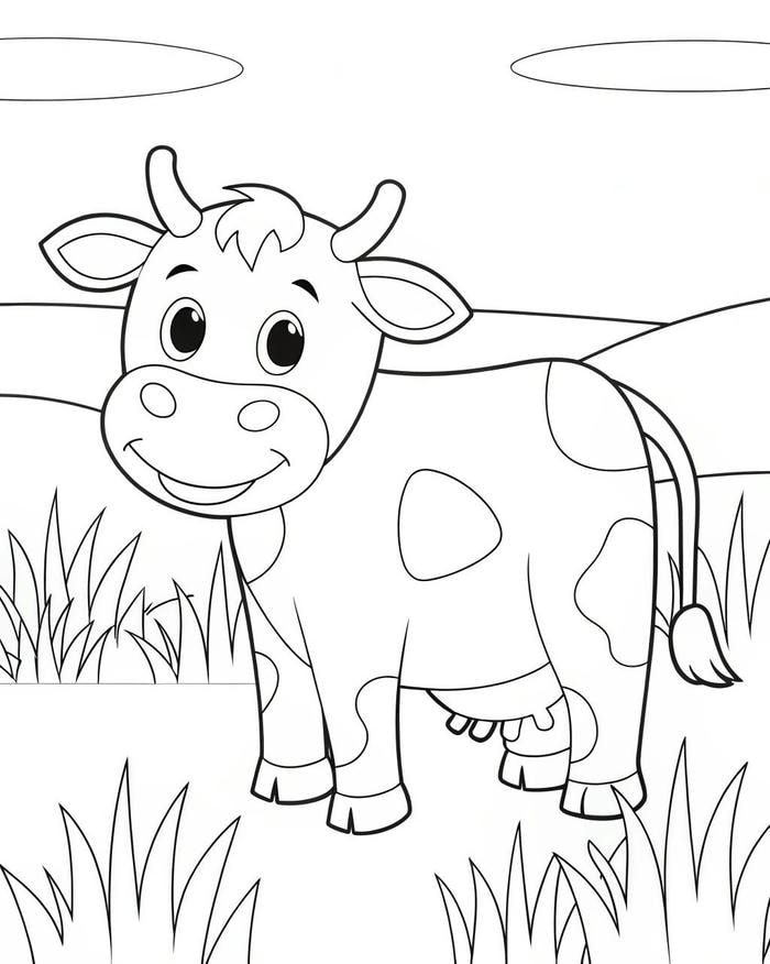 hình bò đường nét nhẹ cho bé