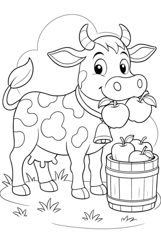 hình bò vui nhộn cho bé tập tô